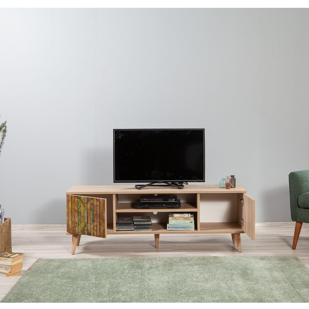 COMODA TV Truva - TV Stand 16, Stejar Sonoma, 50x40x140 cm