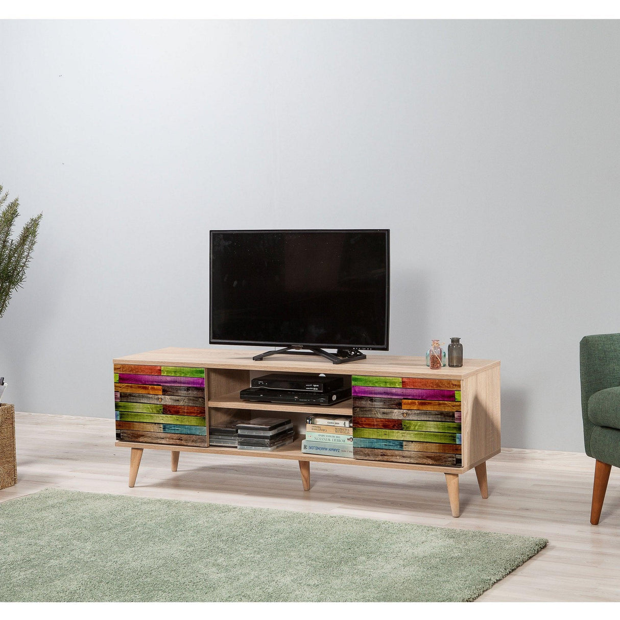 COMODA TV Truva - TV Stand 3, Stejar Sonoma, 50x40x140 cm
