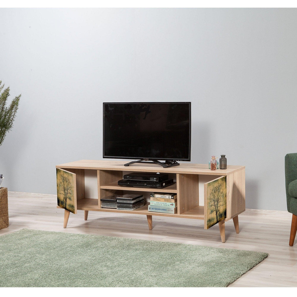COMODA TV Truva - TV Stand 6, Stejar Sonoma, 50x40x140 cm
