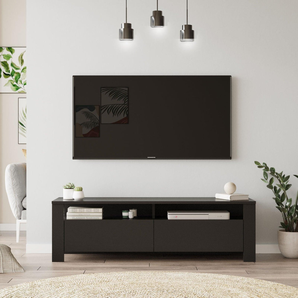 COMODA TV VO8 - BA, Negru, 140x41.8x40 cm