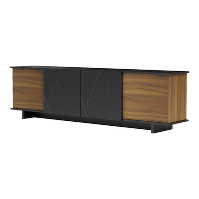 Comoda Tv Zafore, nucului cu blat din marmura, neagra, 180x33x50 cm, foto produs