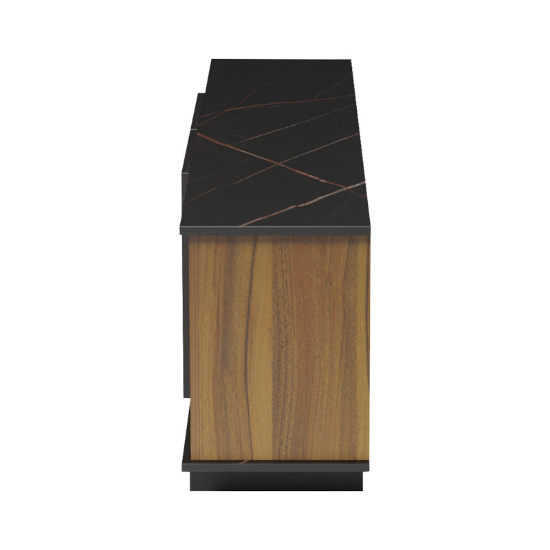 Comoda Tv Zafore, nucului cu blat din marmura, neagra, 180x33x50 cm, foto produs 6