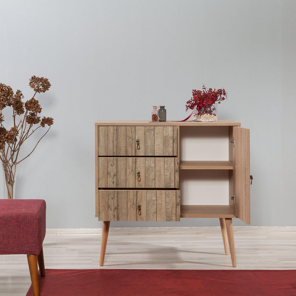 Comoda Verybox - Dresser 11, Stejar Sonoma, 90x40x90 cm