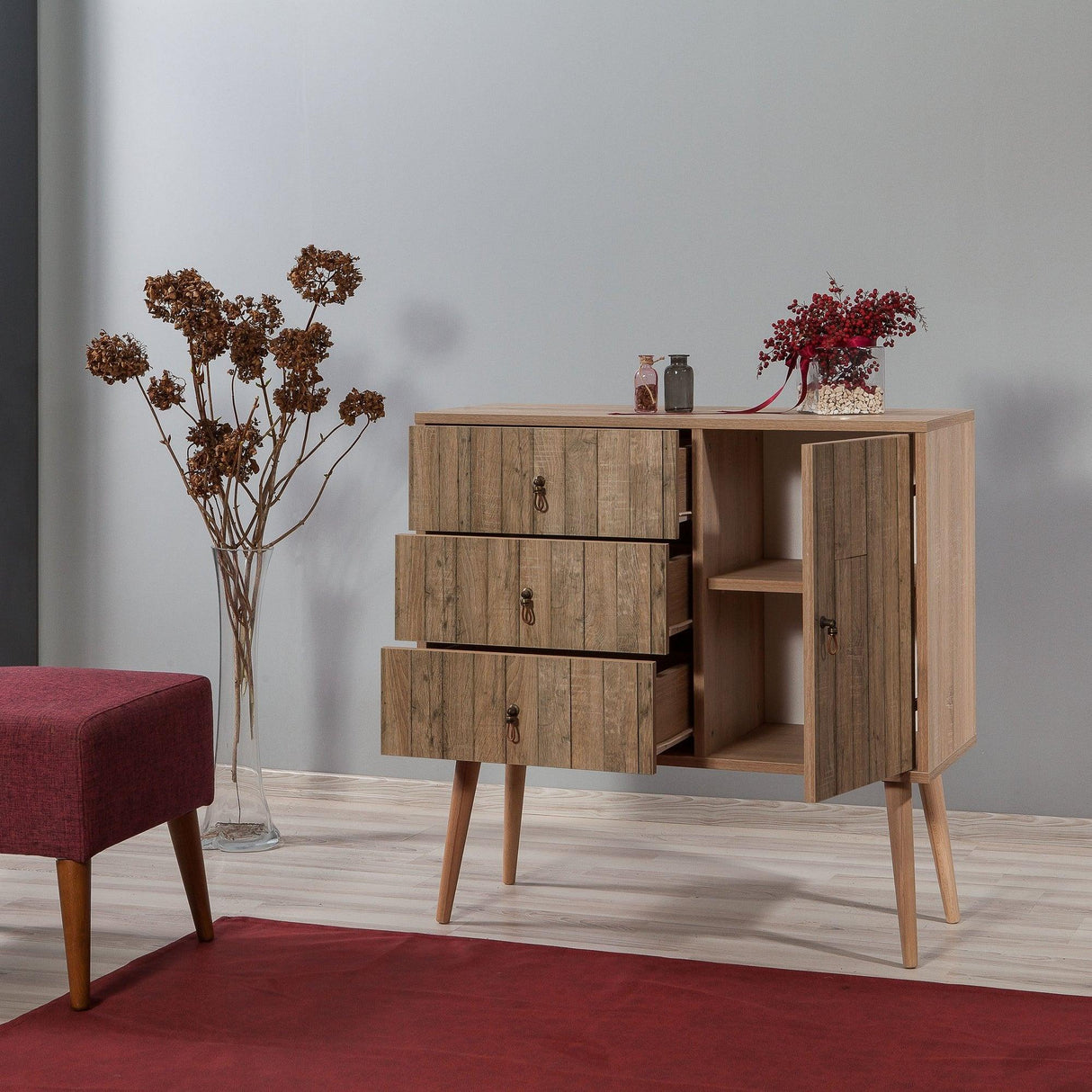 Comoda Verybox - Dresser 11, Stejar Sonoma, 90x40x90 cm