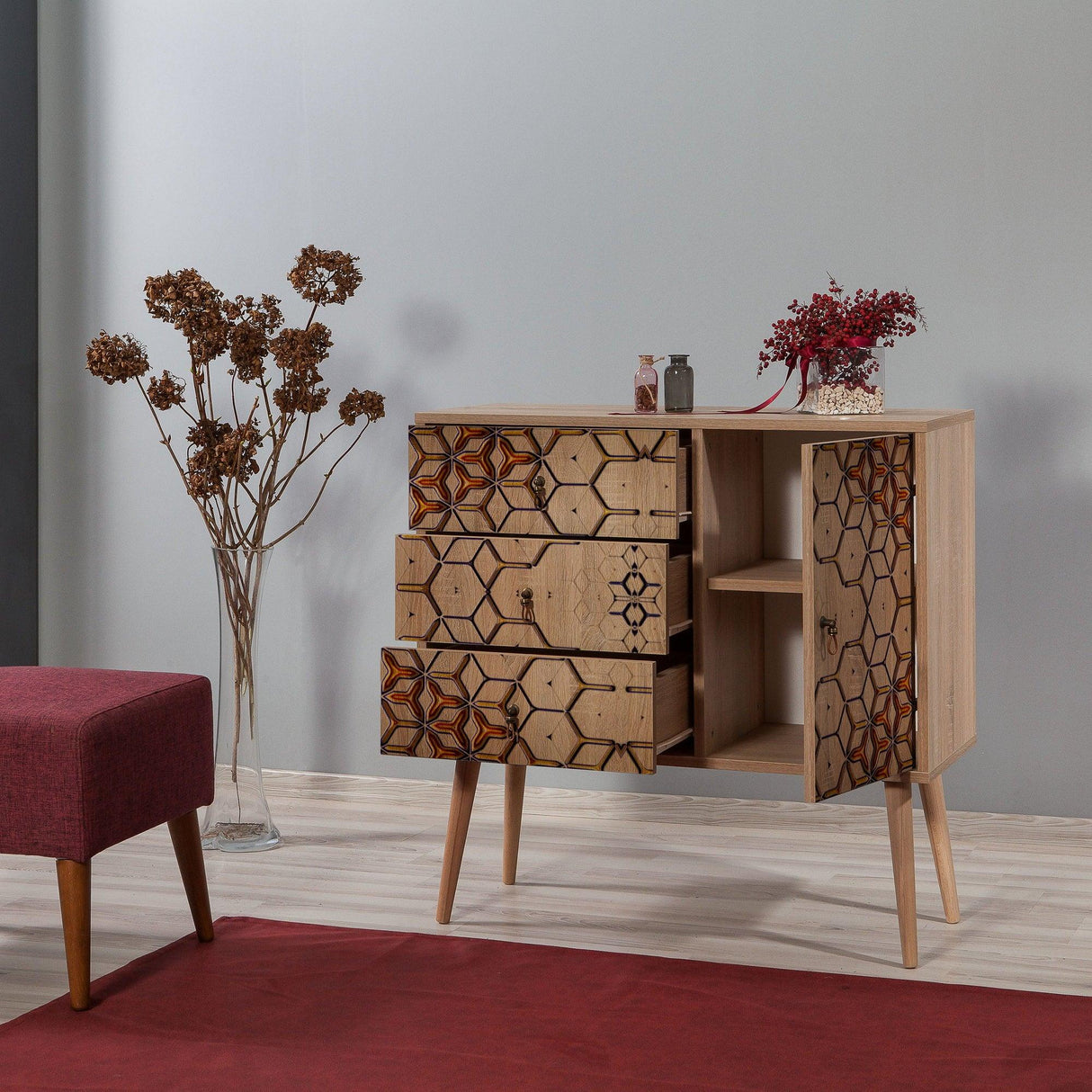 Comoda Verybox - Dresser 8, Stejar Sonoma, 90x40x90 cm