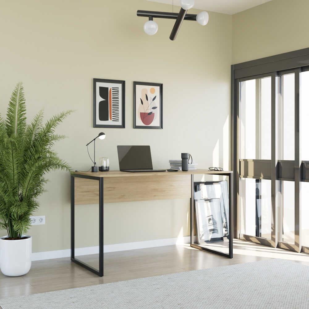 Birou Adore Connect cu picior metalic, 120x60x75 cm - Stejar