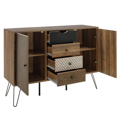 Consolă Boho cu patru sertare, nuc, 122x40x86 cm, detaliu produs