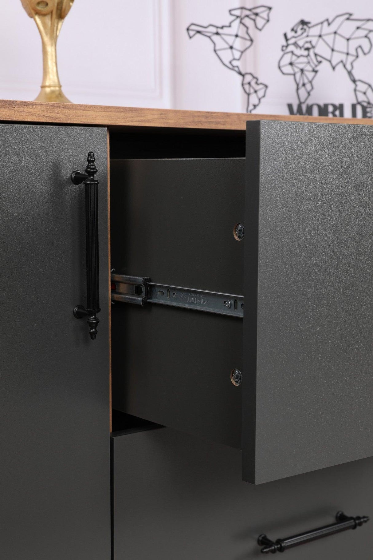 Consola Cordoba stil Scandinav 2 usi si 2 sertare , Nuc, 160 x 77 x 40 cm