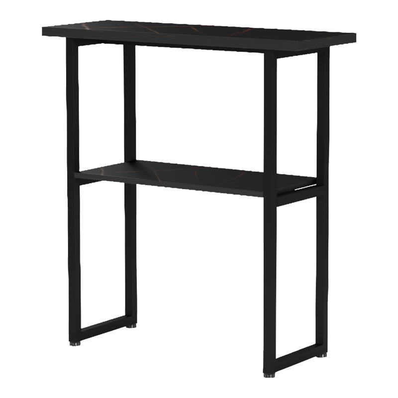 Consolă cu efect de marmură Solain, stil modern, metal, negru, 79x29x85 cm