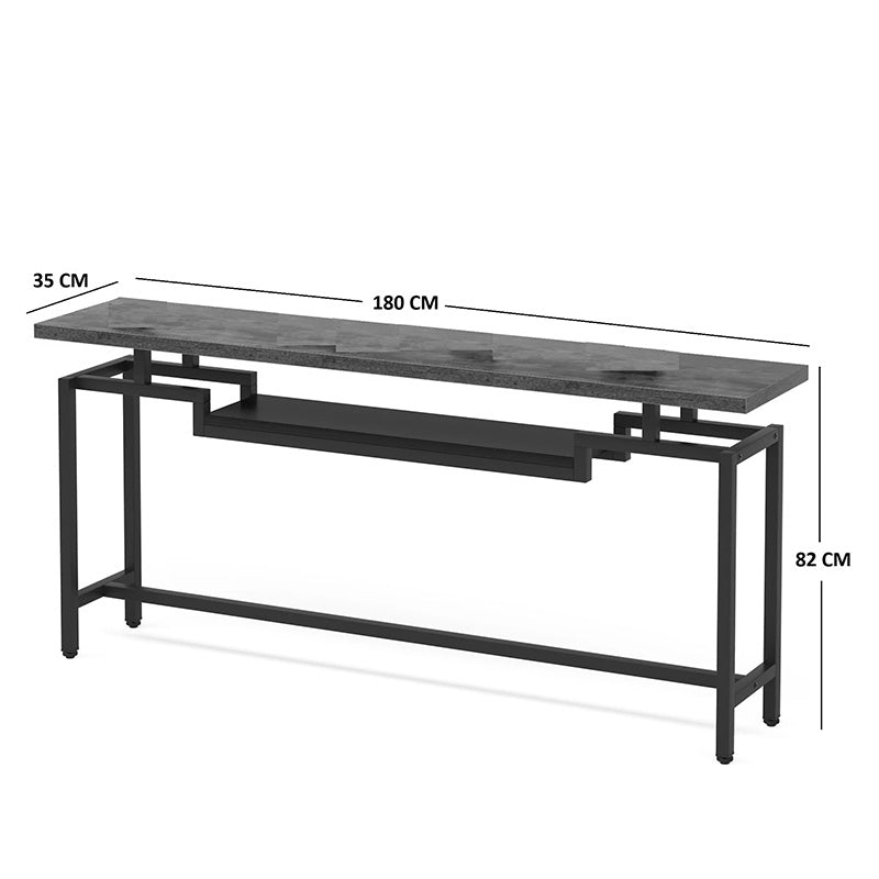 Consolă cu functie de depozitare Onole, metal și Lemn, Nuc, 180x35x82 cm, foto produs