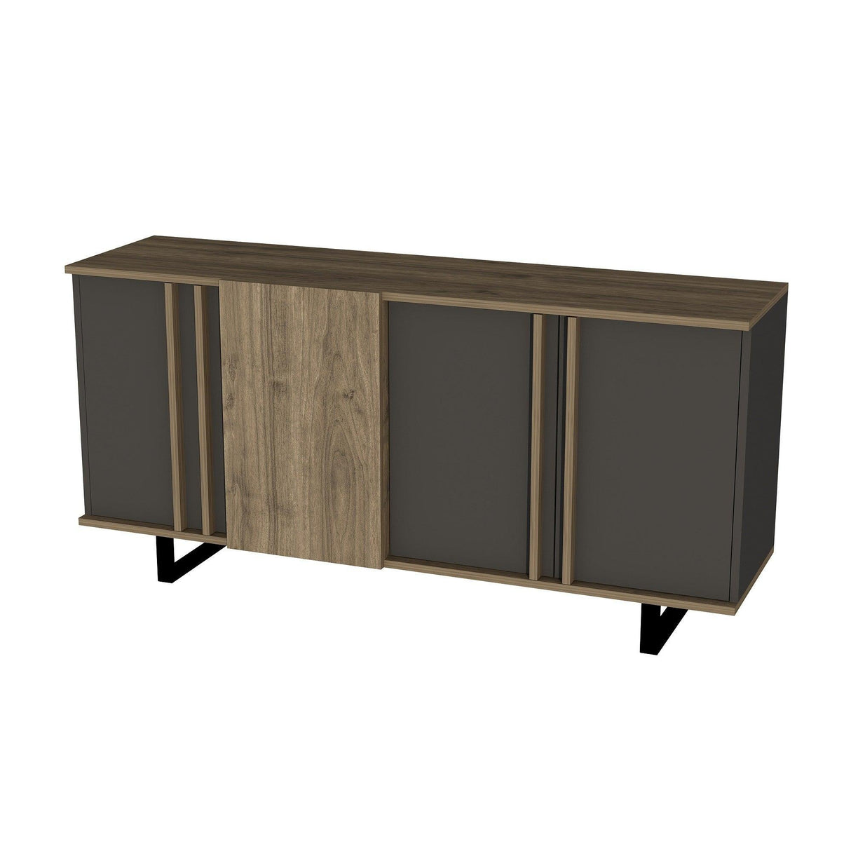 Consola Deco - Walnut, Anthracite, Nuc, 160 x 79 x 44 cm