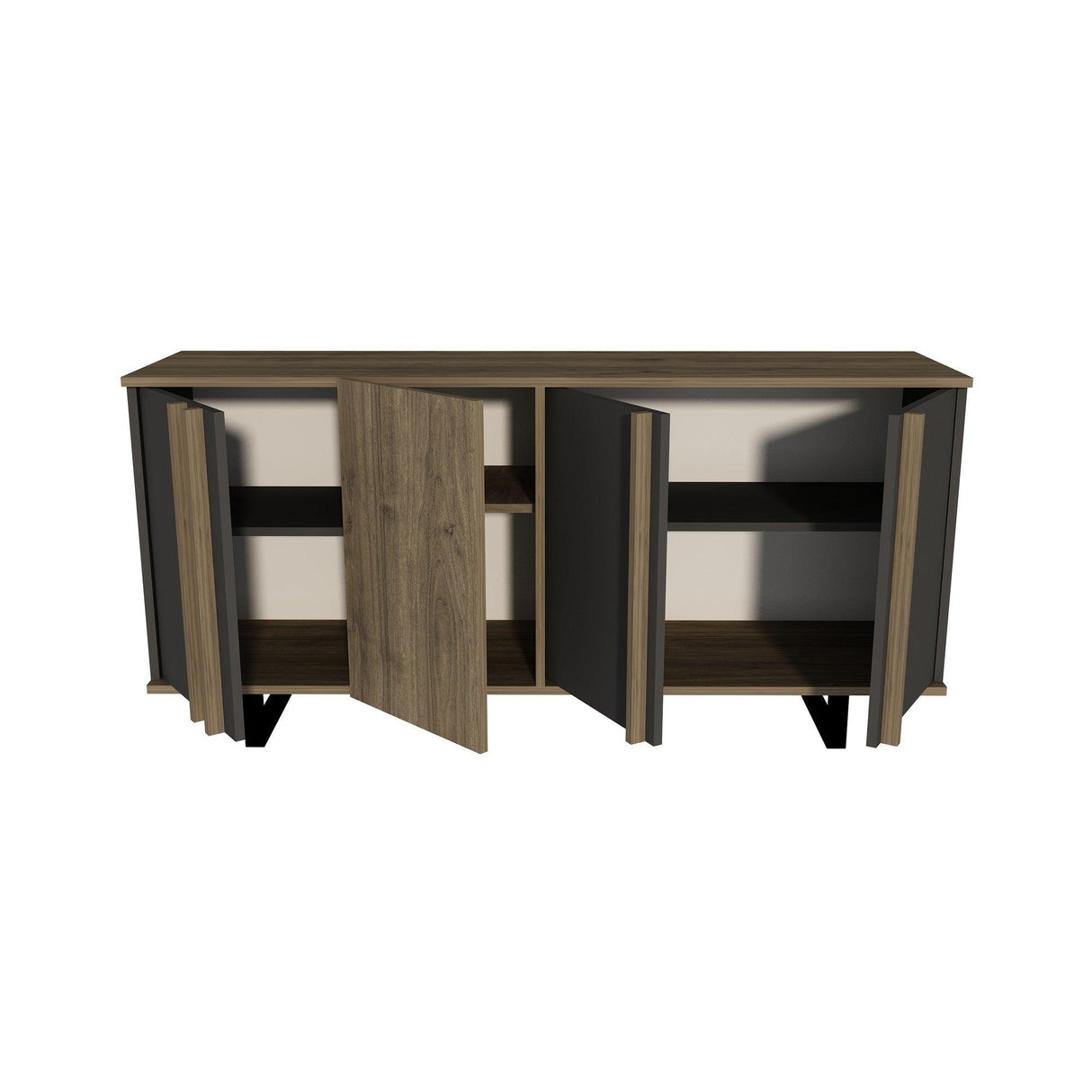 Consola Deco - Walnut, Anthracite, Nuc, 160 x 79 x 44 cm