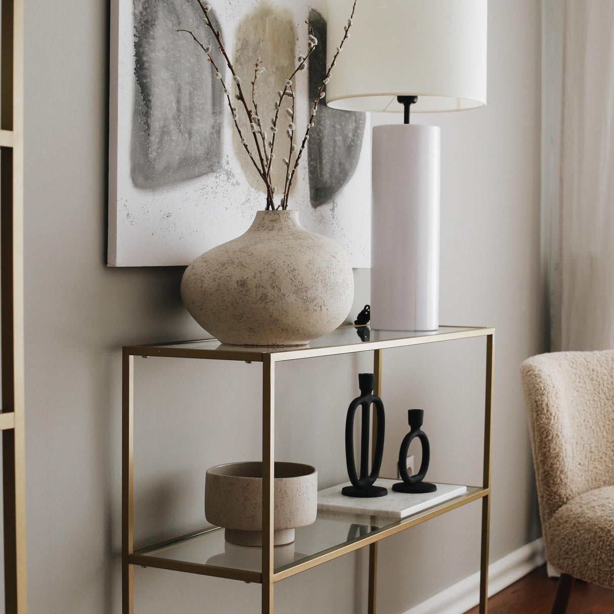 Consola Diana, Auriu, 100x85x30 cm