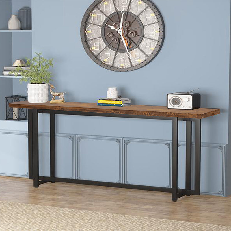 Consolă Dice din lemn masiv de pin, Nuc, 150x30x90 cm, imagine suplimentara