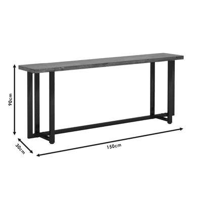 Consolă Dice din lemn masiv de pin, Nuc, 150x30x90 cm, detaliu produs