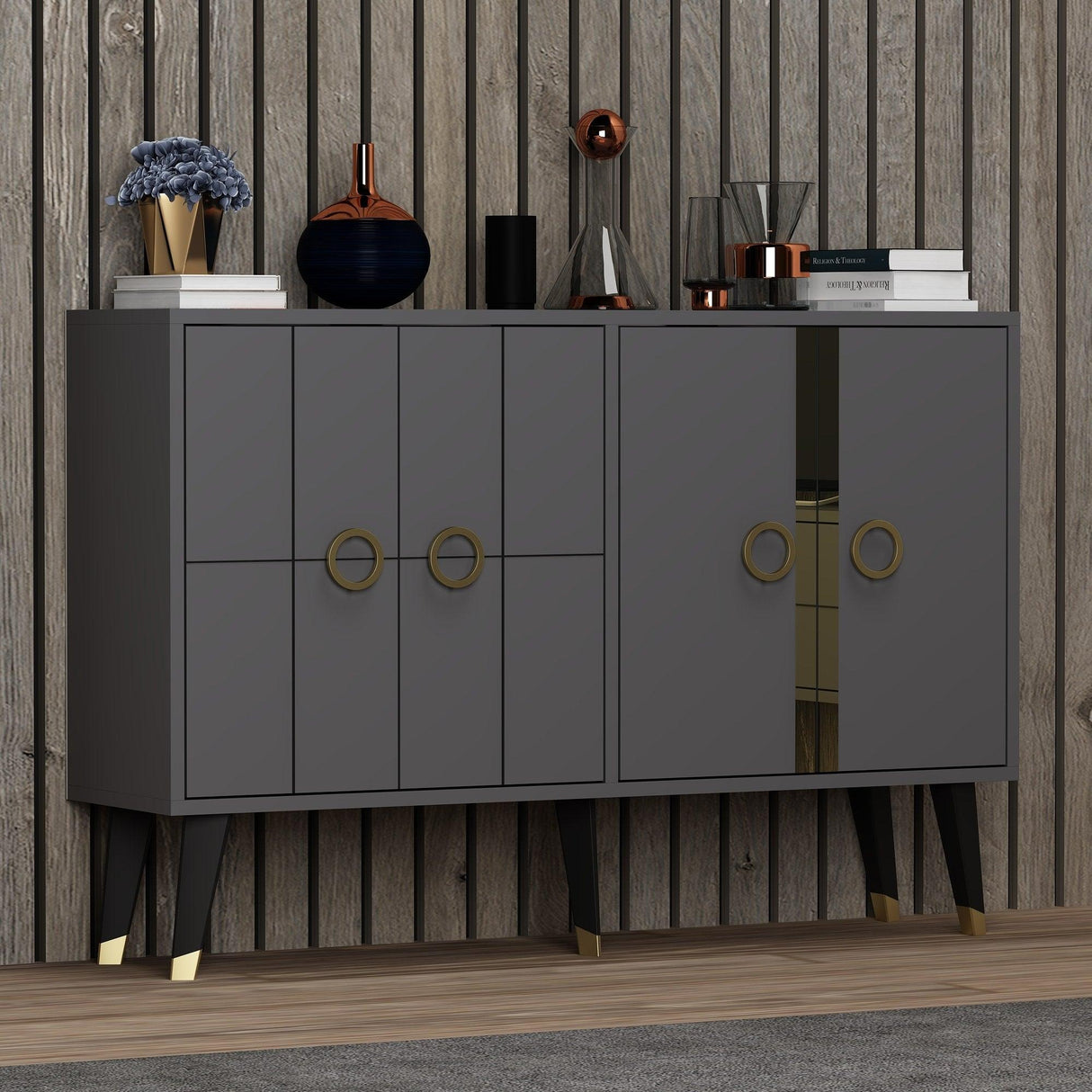 Consolă Eagle - Anthracite, Gri, 80x30x120 cm