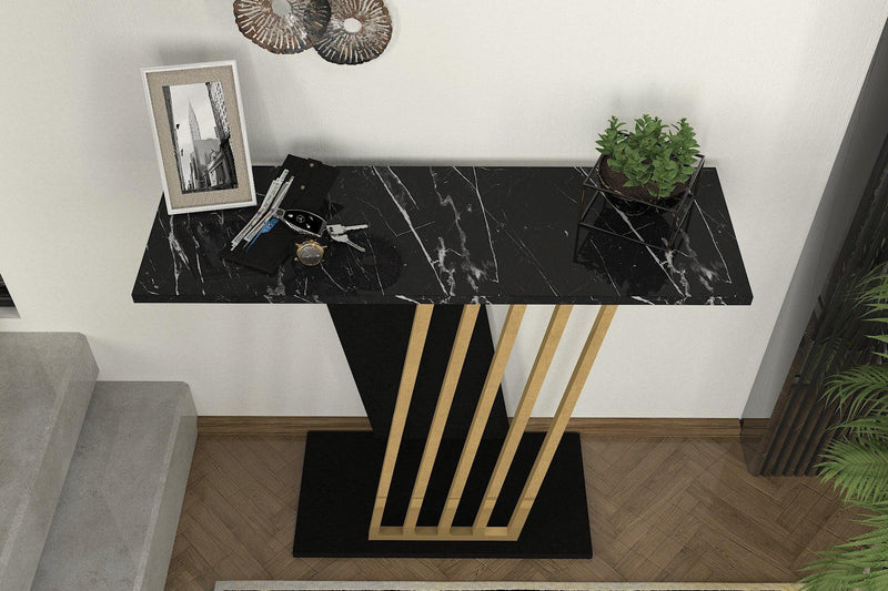 Consola Gravity Negru, Auriu 90x77x30 cm