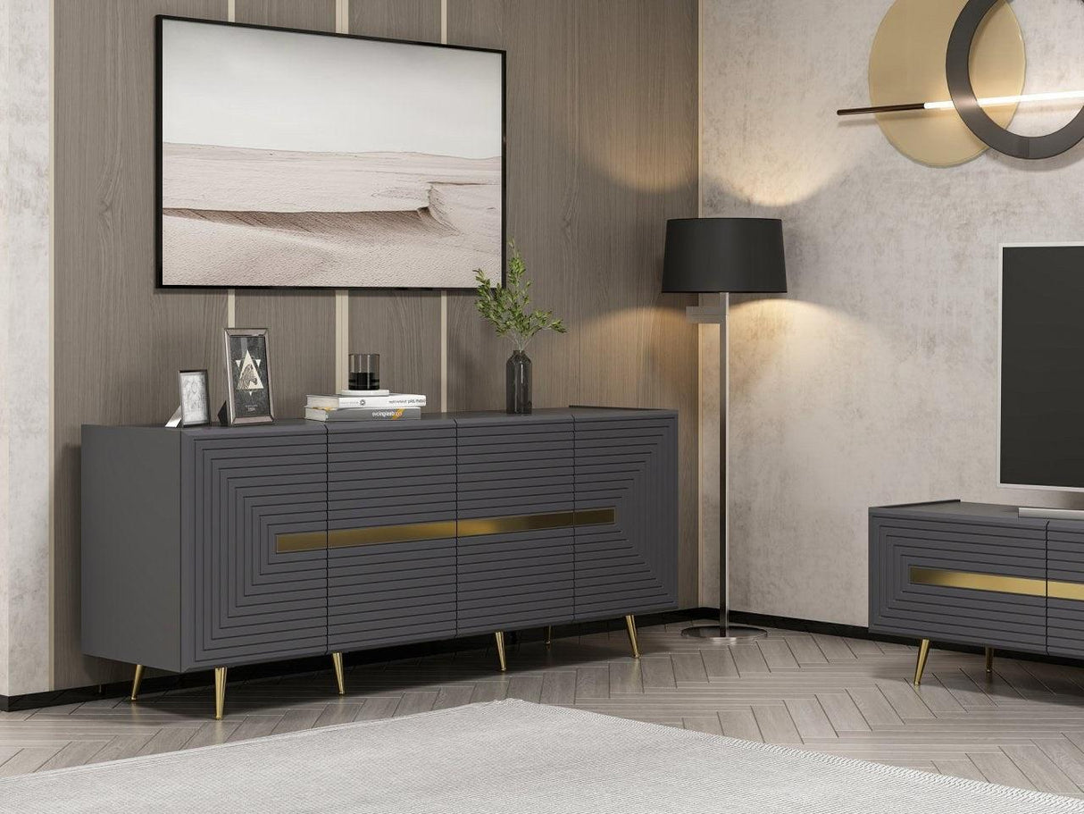 Consolă Jose - Anthracite, Gri, 180x75x47 cm