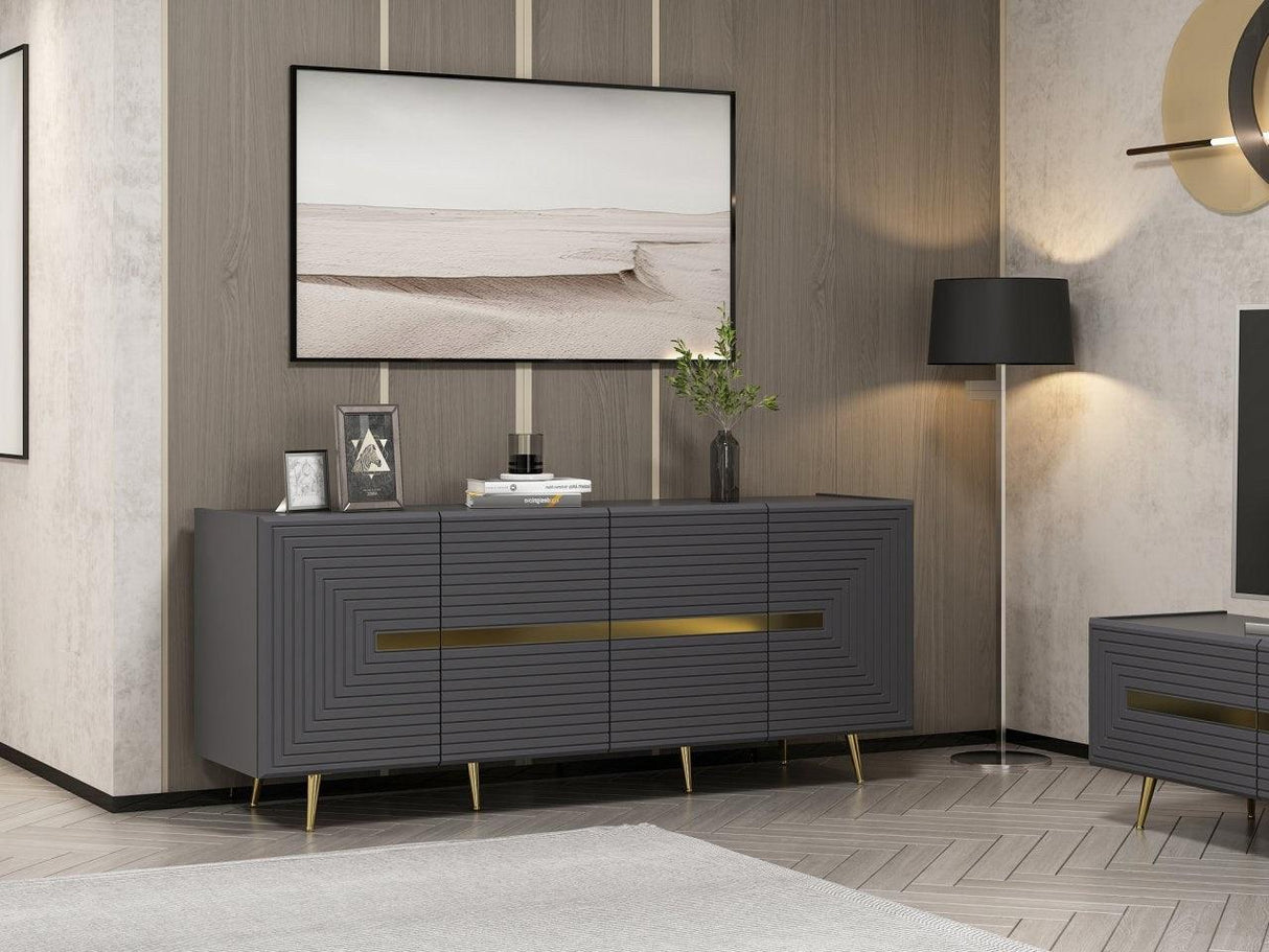 Consolă Jose - Anthracite, Gri, 180x75x47 cm