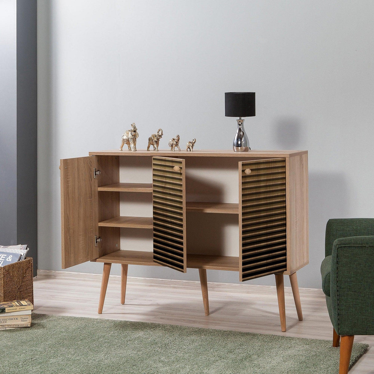 Consolă MEGA-121 Console 3, Stejar Sonoma, 90x60x120 cm