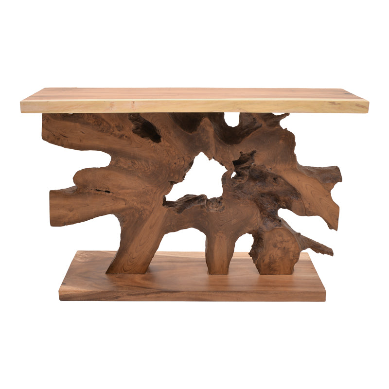 Consolă Nasiol, Lemn Teak, Natur, 120x40x75 cm