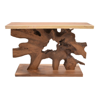 Consolă Nasiol, Lemn Teak, Natur, 120x40x75 cm, detaliu produs