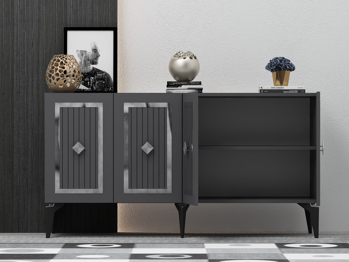 Consola Nora Olivia, alb - argintiu - antracit - argintiu, 150x40 cm - Anthracite
Silver