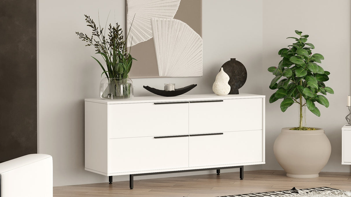 Consola On3 Locelso, nuc - alb, 160x45 cm - Alb