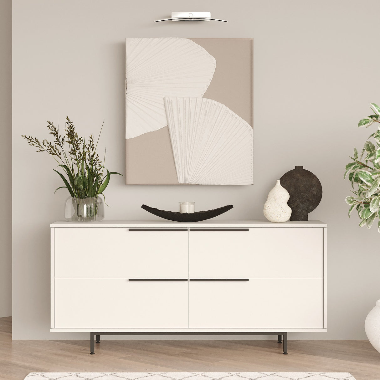 Consola On3 Locelso, nuc - alb, 160x45 cm - Alb
