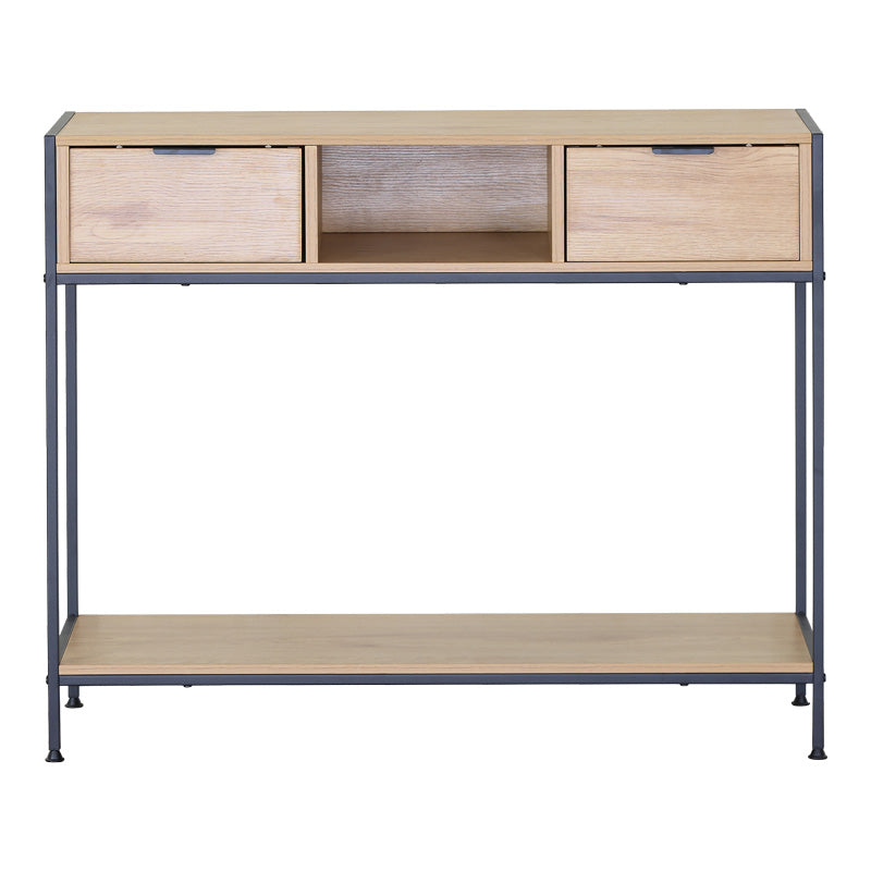 Consolă Regando, Stejar cu metal, negru, 100x35x80 cm