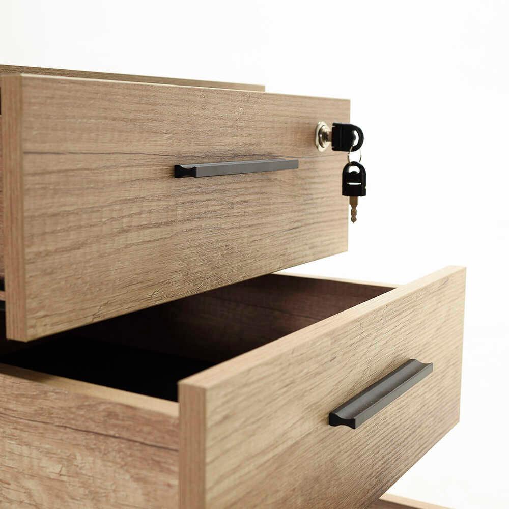 Corp Mobil Adore New York Rollbox Office, 3 Sertare, sertar cu cheie, Natur, 45x63x51 cm