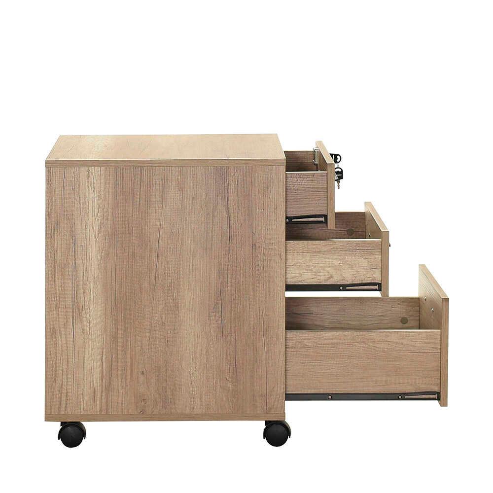 Corp Mobil Adore New York Rollbox Office, 3 Sertare, sertar cu cheie, Natur, 45x63x51 cm