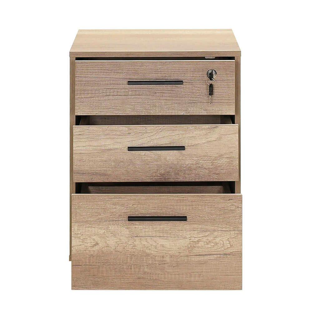 Corp Mobil Adore New York Rollbox Office, 3 Sertare, sertar cu cheie, Natur, 45x63x51 cm