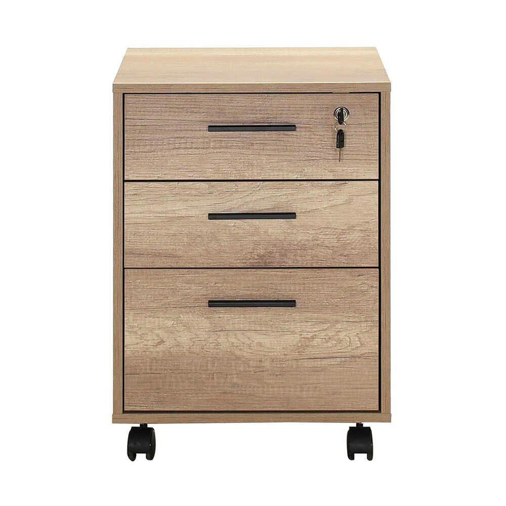 Corp Mobil Adore New York Rollbox Office, 3 Sertare, sertar cu cheie, Natur, 45x63x51 cm