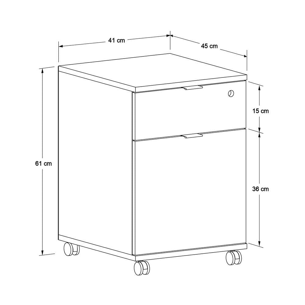 Corp Mobil Adore Rio Rollbox Office, usa, sertar cu cheie, 41x61x45 cm - Stejar