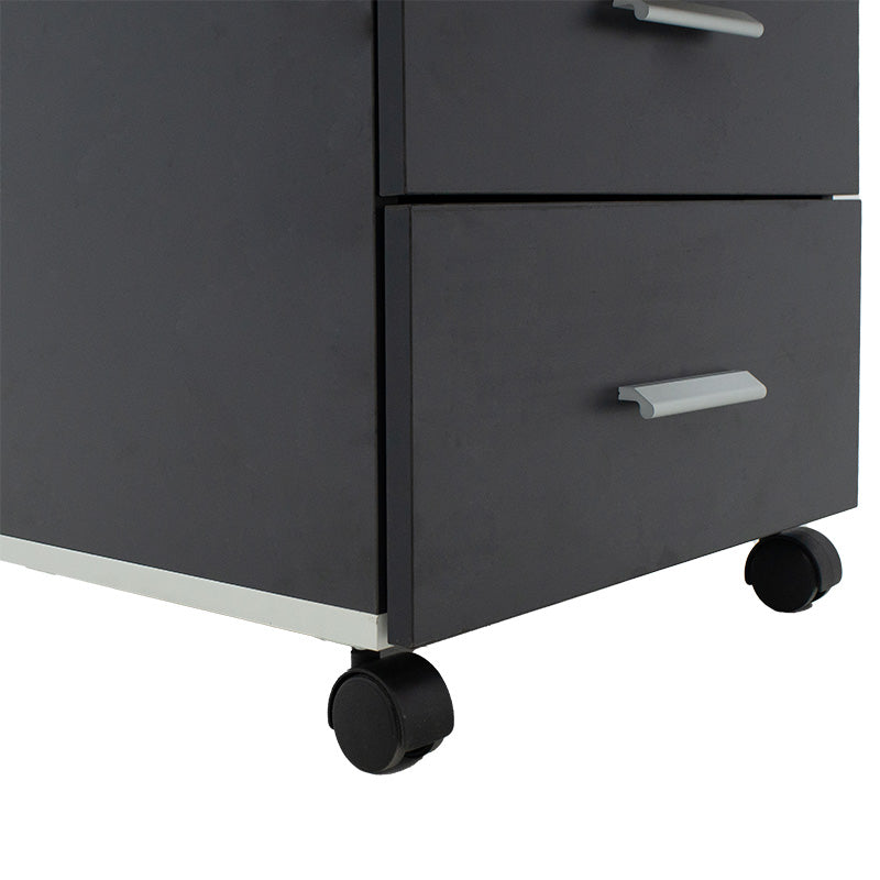 Corp mobil pe roti Oscar cu cheie, 3 sertare, nuc - antracit, 40x48x63 cm, foto produs 8