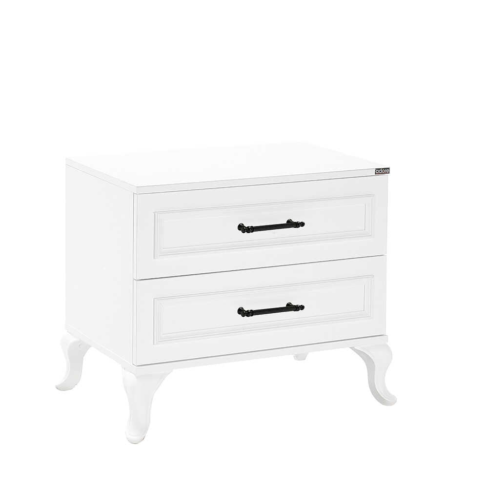 Noptiera Adore Country, 2 sertare, Alb Lake, 51 x 53 x 40 cm