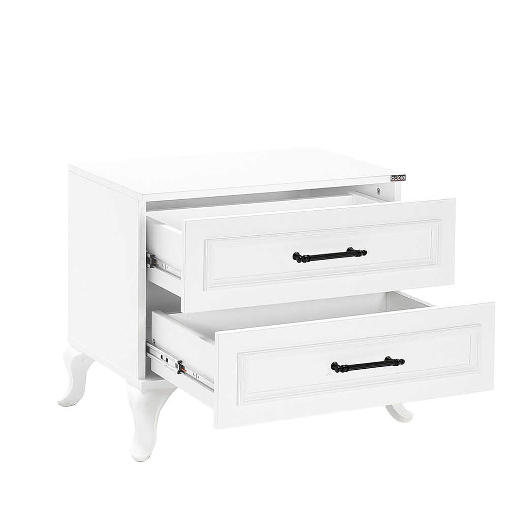 Noptiera Adore Country, 2 sertare, Alb Lake, 51 x 53 x 40 cm