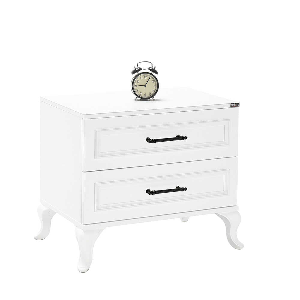 Noptiera Adore Country, 2 sertare, Alb Lake, 51 x 53 x 40 cm
