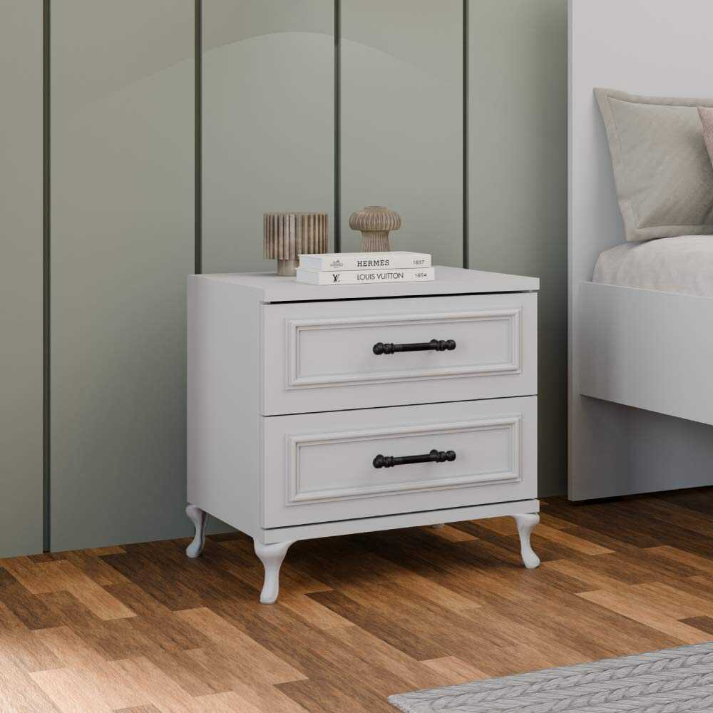 Noptiera Adore Country, 2 sertare, Alb Lake, 51 x 53 x 40 cm