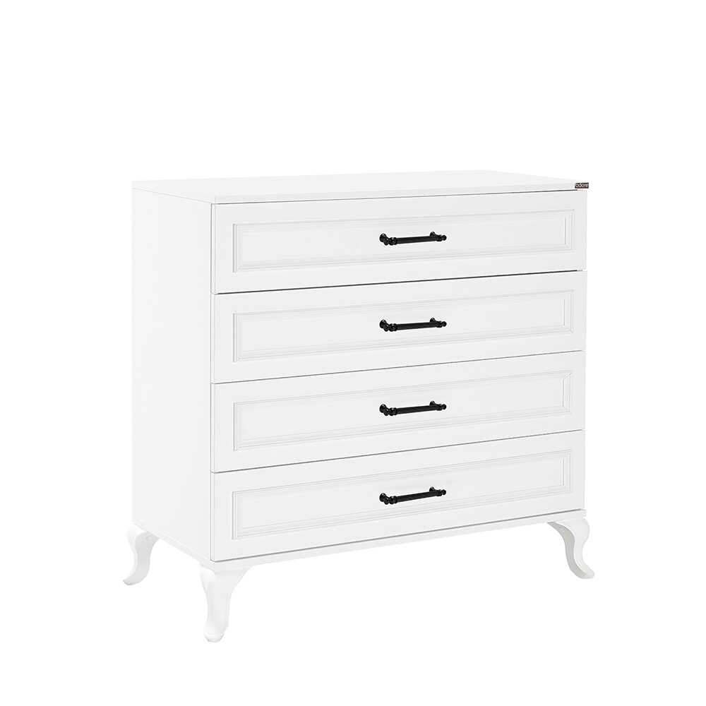 Comoda Adore Country, 4 sertare, Alb, 90x89x45 cm