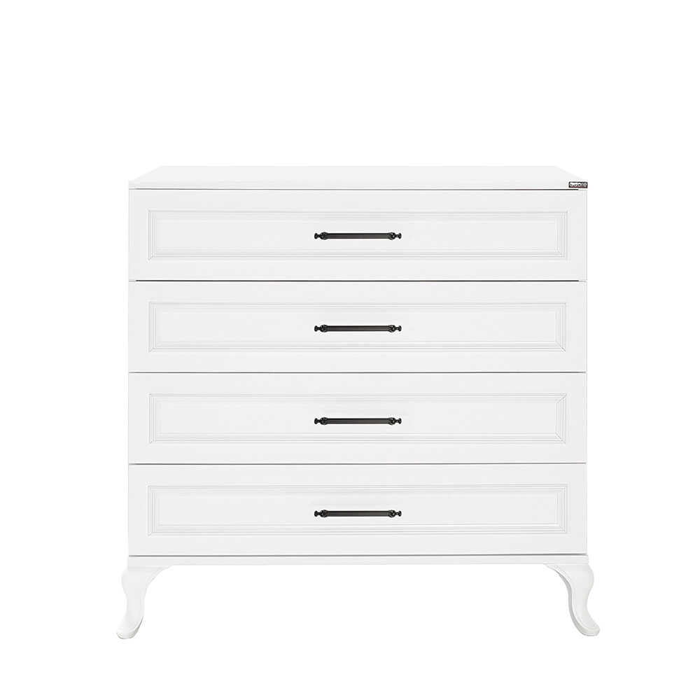 Comoda Adore Country, 4 sertare, Alb, 90 x 89 x 45 cm