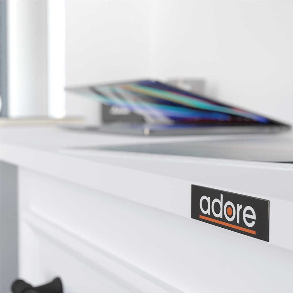 Birou Adore Country cu biblioteca, Alb Mat, 120x167x60 cm