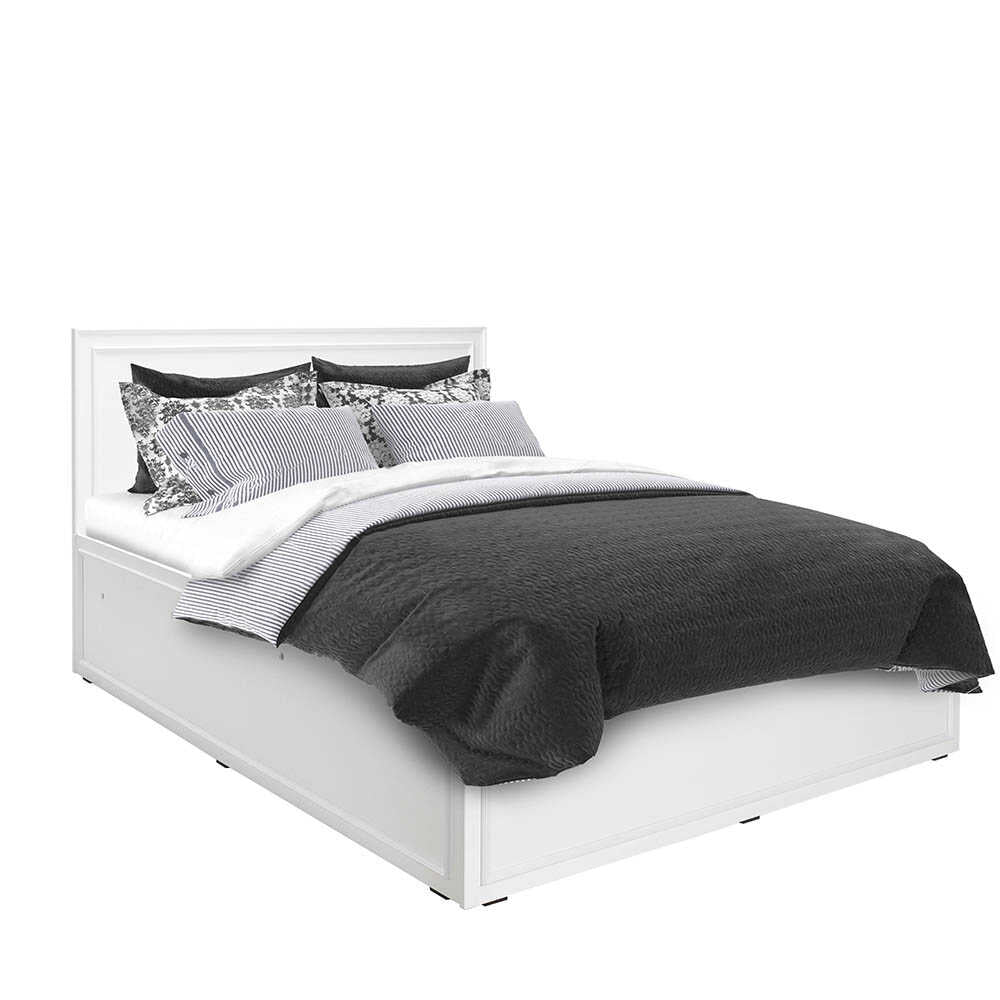 Pat dublu Adore Country cu loc de depozitare, Alb, 165x110x205 cm