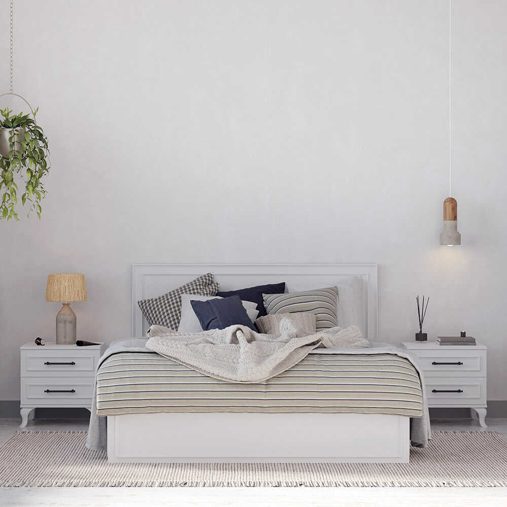 Pat dublu Adore Country cu loc de depozitare, 165 x 110 x 205 cm