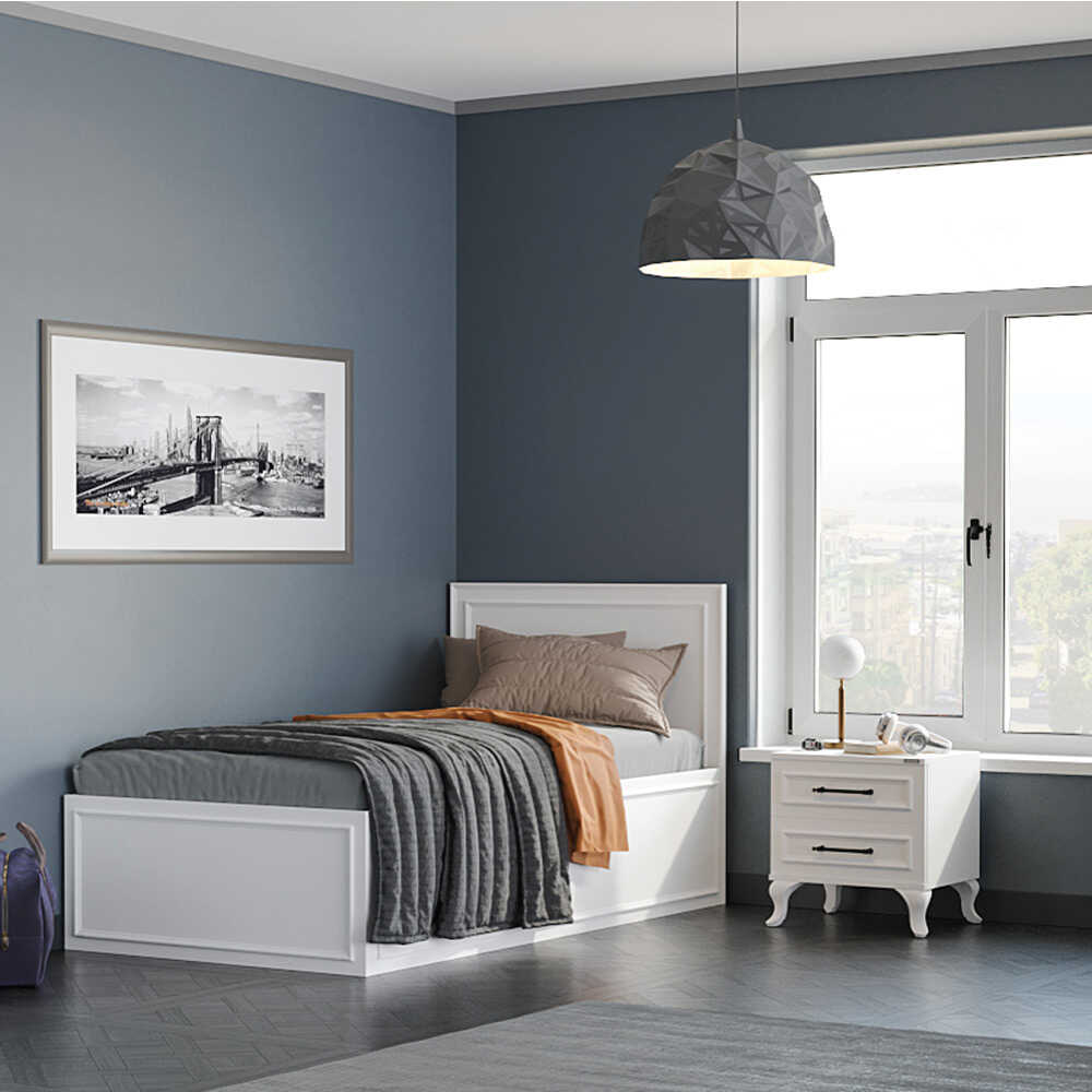 Pat de o persoana Adore Country cu loc de depozitare, 105 x 105 x 205 cm