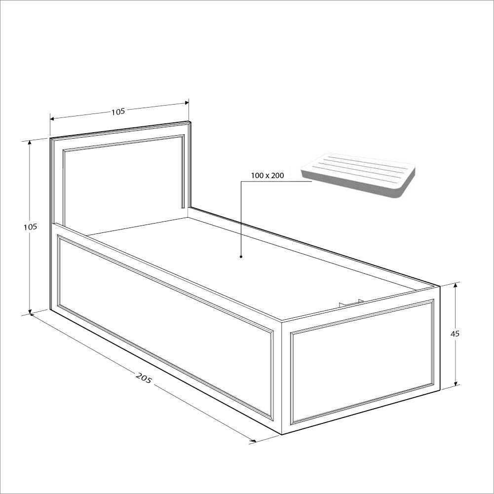 Pat de o persoana Adore Country cu loc de depozitare, Alb, 105x105x205 cm