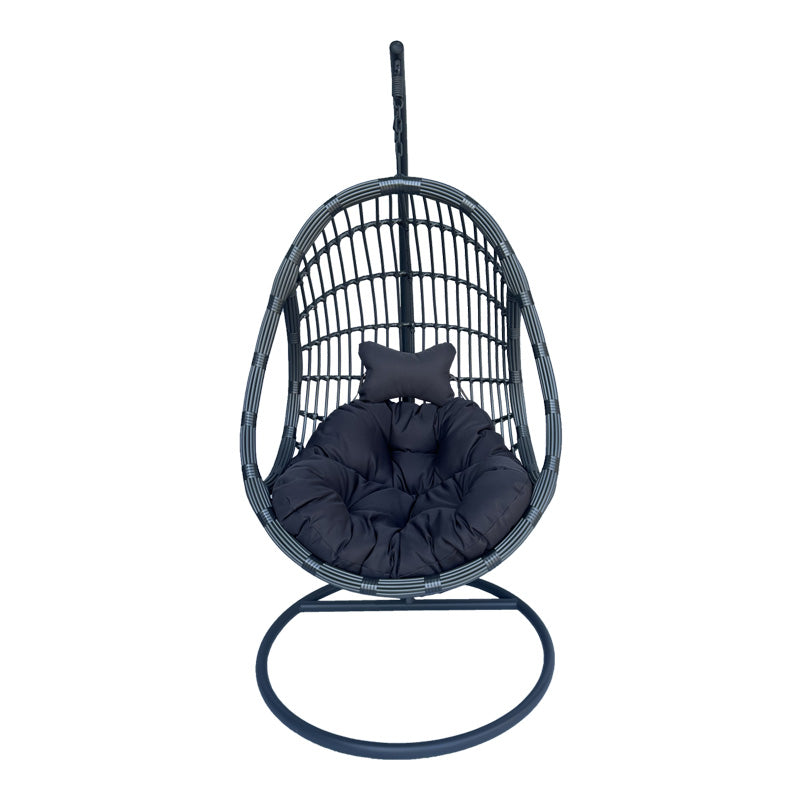 Cuib de leagan Cungo, Metal si ratan PE, 125x105x195 cm - Gri