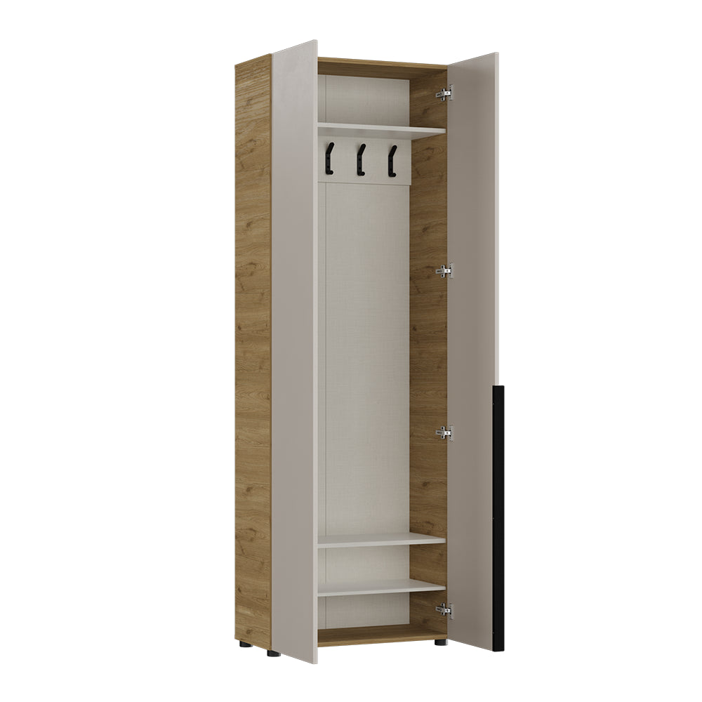Cuier cu pantofar Adore Porto, 5 agatatori si 4 rafturi, Stejar - Bej, 72x210x34 cm