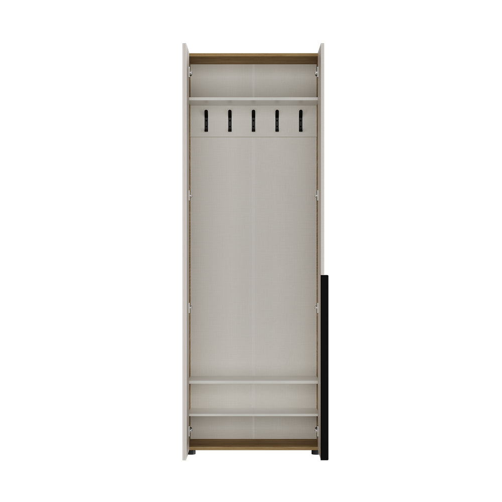 Cuier cu pantofar Adore Porto, 5 agatatori si 4 rafturi, Stejar - Bej, 72x210x34 cm